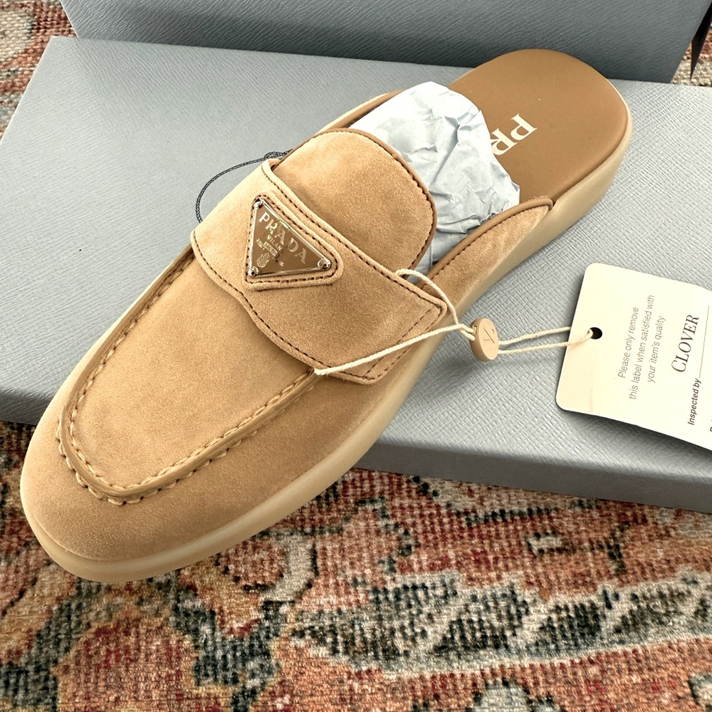 Prada Beige slip on sneakers clog mule